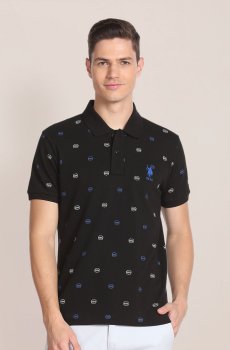 U.S. Polo Assn. Typography Printed Polo Collar Pure Cotton Slim Fit T-shirt