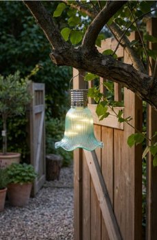 Сонячна LED лампа з рифленим плафоном - морська хвиля