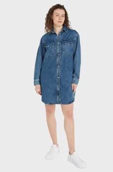 Женское синее джинсовое платье DNM LS SHIRT DRESS LEA Синий XS Tommy Hilfiger WW0WW40655