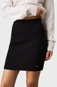 Женская черная юбка WOVEN LABEL SWEATER SKIRT Черный S Calvin Klein Jeans J20J224865