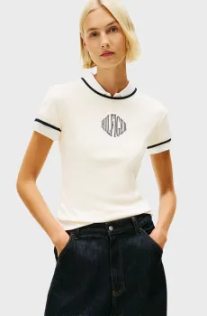 Женская белая футболка VARSITY SLIM Белый L Tommy Hilfiger WW0WW47881