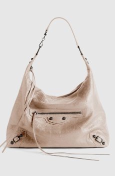 Бежевая кожаная сумка-хобо Le City