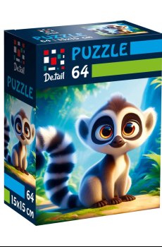 Пазлы De.tail Лемур в джунглях, 15*15 см, 64 детали, от 5 лет (DT1234-14)