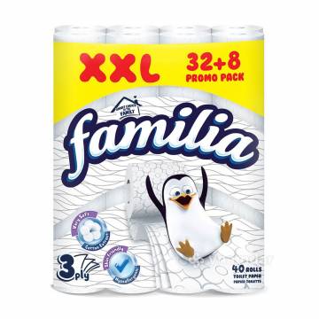 Туалетная бумага Familia Toilet Paper XXL Promo Pack, 3-слойная, 130 отрывов, 40 рулонов Туалетная бумага Familia Toilet Paper XXL Promo Pack, 3-слойная, 130 отрывов, 40 рулонов