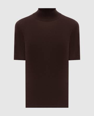 Коричневый топ из кашемира и шелка