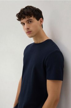 Reserved - Текстурована футболка в обтяжку - темно-синій - 950HL-59X