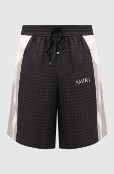 Черные шорты из шелка в монограммы шаблон