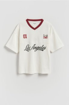 Reserved - Бавовняна футболка - кремовий - 973HR-01X