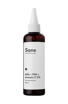 Тоник для лица Sane Face Toner PHA + AHA + Vitamin C 2% Purifying Glow Solution, 100 мл