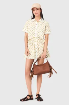 Женская желтая рубашка с узором Желтый 36 MAJE MFPCM00754_Yellow Small Flowers Print