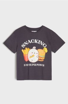 Бавовняна футболка з принтом Molang - темно-сірий