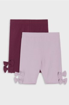Бавовняні шорти-велосипедки з декоративними бантами 2 pack - різнобарвний