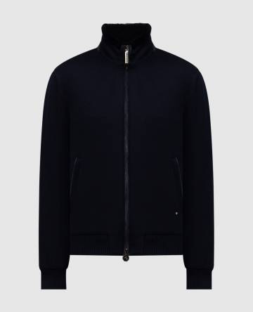 Синяя куртка из кашемира на меху норки