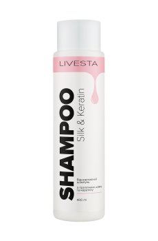Восстанавливающий шампунь для волос Livesta Silk & Keratin Shampoo с протеинами шeлка и кератином, 400 мл