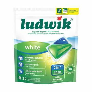 Капсулы для стирки Ludwik White 2 в 1 для белых вещей, 32 стирки, 32 шт Капсулы для стирки Ludwik White 2 в 1 для белых вещей, 32 стирки, 32 шт