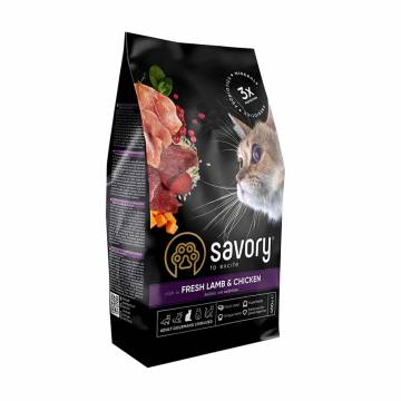 Сухой корм для стерилизованных кошек Savory Adult Cat Steril Fresh Lamb & Chicken со свежим мясом ягненка и курицы, 400 г Сухой корм для стерилизованных кошек Savory Adult Cat Steril Fresh Lamb & Chicken со свежим мясом ягненка и курицы, 400 г