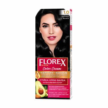 Стойкая крем-краска для волос Florex Super 1.0 Черный, 100 мл Стойкая крем-краска для волос Florex Super 1.0 Черный, 100 мл