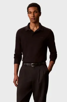 Мужское черное поло SLIM SUPIMA LOGO PATCH Черный L Calvin Klein LV04LH240G