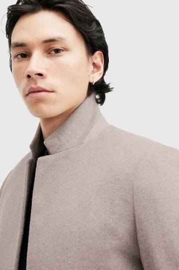 Пальто с примесью шерсти AllSaints HARGROVE COAT цвет серый переходное M038OB Пальто с примесью шерсти AllSaints HARGROVE COAT цвет серый переходное M038OB
