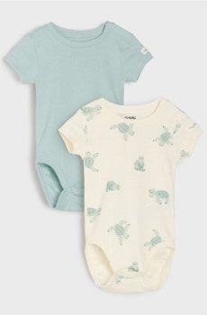 Бавовняне боді з мотивом черепах 2 pack - кремовий