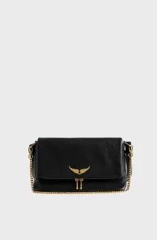 Женская черная кожаная сумка Rocky II Черный ONESIZE ZADIG&VOLTAIRE LWBA04125_BLACK GOLD