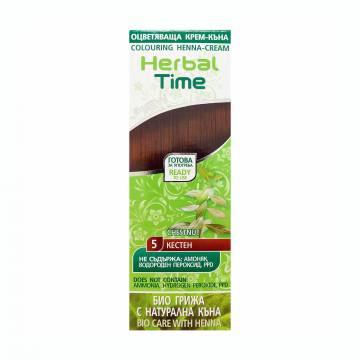 Безаммиачная крем-хна для волос Herbal Time 5 Каштан, 75 мл Безаммиачная крем-хна для волос Herbal Time 5 Каштан, 75 мл