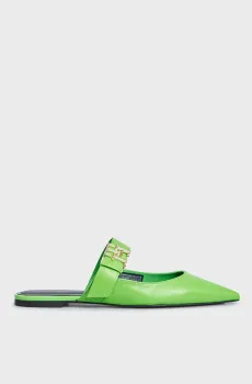 Женские зеленые кожаные мюли TH POINTY FEMININE MULE Зеленый 37 Tommy Hilfiger FW0FW06997