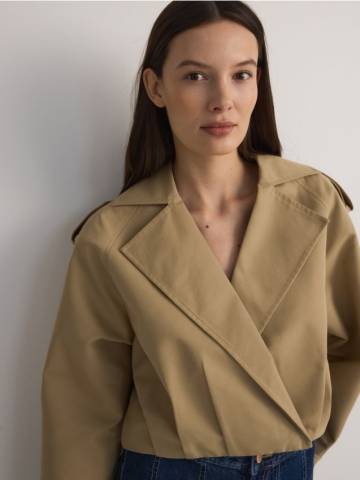 Reserved - Укорочена куртка oversize - бежевий - ZR689-08X Reserved - Укорочена куртка oversize - бежевий - ZR689-08X
