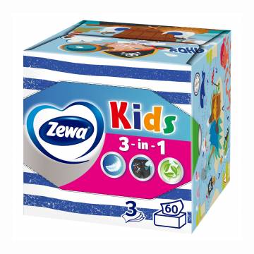 Косметические салфетки Zewa Kids 3-слойные, 60 шт Косметические салфетки Zewa Kids 3-слойные, 60 шт