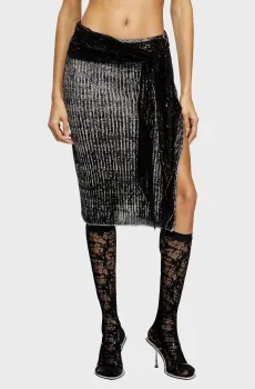 Женская черная льняная юбка M-EGANOID Черный XS Diesel A18865 0BJBR