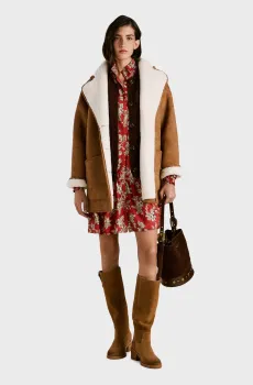 Женская коричневая дубленка TERESA Коричневый M Pepe Jeans PL4024362