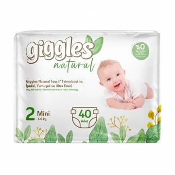 Подгузники Giggles Natural размер 2 Mini (3-6 кг), 40 шт Подгузники Giggles Natural размер 2 Mini (3-6 кг), 40 шт