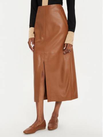 Tommy Hilfiger Шкіряна спідниця WW0WW42186 Коричневий Regular Fit