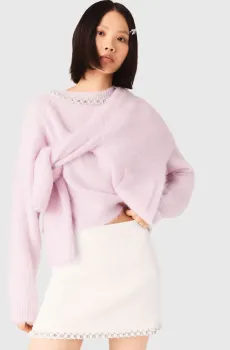 Женская белая твидовая юбка Белый 38 MAJE MFPJU01559_Ecru