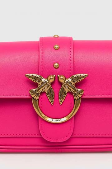 Кожаная сумочка Pinko цвет фиолетовый Кожаная сумочка Pinko цвет фиолетовый