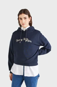 Женское темно-синее худи REG SCRIPT HILFIGER Синий M Tommy Hilfiger WW0WW42612