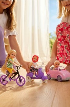 Набір ляльок із транспортними засобами, 6 шт. - рожева зоря