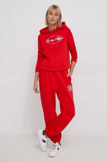 Спортивные штаны Tommy Hilfiger цвет красный с аппликацией Спортивные штаны Tommy Hilfiger цвет красный с аппликацией