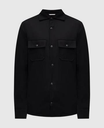 Черная рубашка из шерсти и шелка