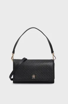 Женская черная сумка с узором TH ETERNITY SHOULDER BAG MONO Черный ONESIZE Tommy Hilfiger AW0AW16933