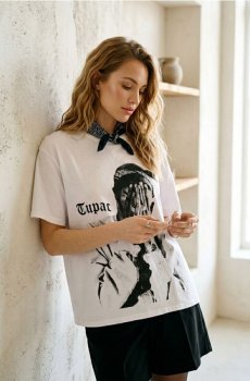 Бавовняна футболка з принтом Tupac - білий