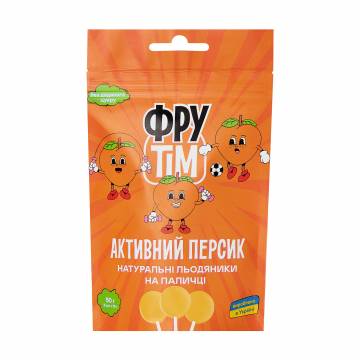 Натуральный леденец на палочке Фрутiм Активный персик, 5*10 г Натуральный леденец на палочке Фрутiм Активный персик, 5*10 г
