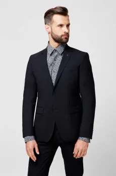 Мужской черный шерстяной пиджак Черный 52 Karl Lagerfeld 500099.155200;990