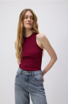 Reserved - Бавовняний топ - буряковий - 6167E-83X
