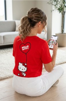 Бавовняна футболка з коротким рукавом Hello Kitty - червоний