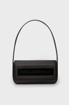 Женская черная кожаная сумка IKON K MD Черный ONESIZE Karl Lagerfeld 241W3024
