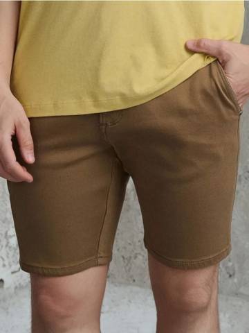 Джинсові шорти з потертостями - золотисто-коричневий