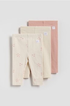 Reserved - Бавовняні легінси, набір з 3 - кремовий - 918GK-01X