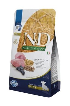 Сухой корм для щенков мелких пород Farmina N&D Ancestral Grain с ягнёнком и черникой, 800 г