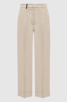 Бежевые брюки с отворотами